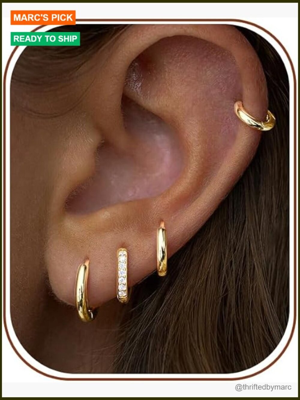 Gold Huggie Hoop Earrings Set - 4 Pairs Stacking Cartilage Earrings